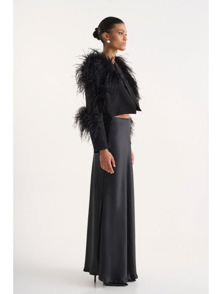 STUDIO 83 Laya Faux Leather Skirt Black Μαύρη Φούστα