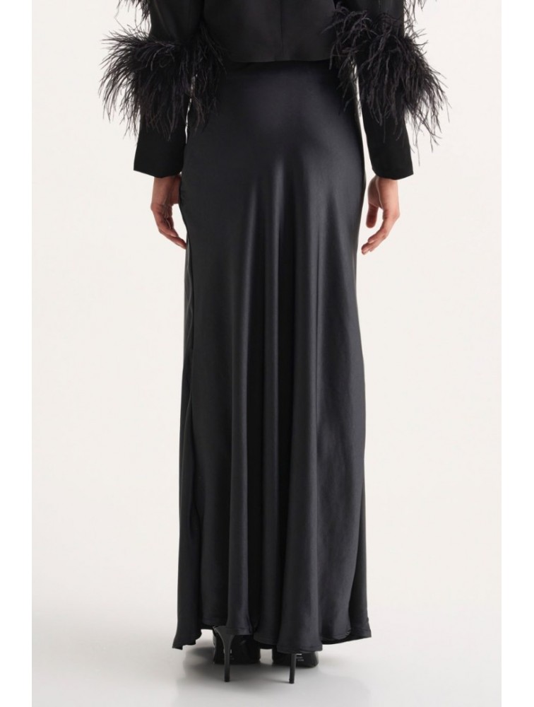 STUDIO 83 Laya Faux Leather Skirt Black Μαύρη Φούστα