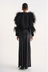STUDIO 83 Laya Faux Leather Skirt Black Μαύρη Φούστα