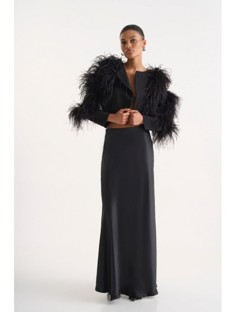 STUDIO 83 Laya Faux Leather Skirt Black Μαύρη Φούστα
