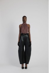 STUDIO 83 Leather Barrel Pants Black