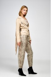 STUDIO 83 Leather Sued Cowboy Suede Jacket Leather Beige Δερμάτινο Μπεζ Τζάκετ