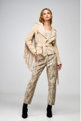 STUDIO 83 Leather Sued Cowboy Suede Jacket Leather Beige Δερμάτινο Μπεζ Τζάκετ