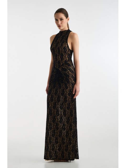 STUDIO 83 Long Lace Dress Black 