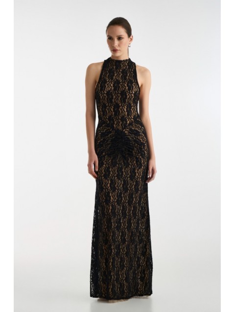 STUDIO 83 Long Lace Dress Black 