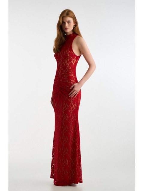 STUDIO 83 Long Lace Dress Red 