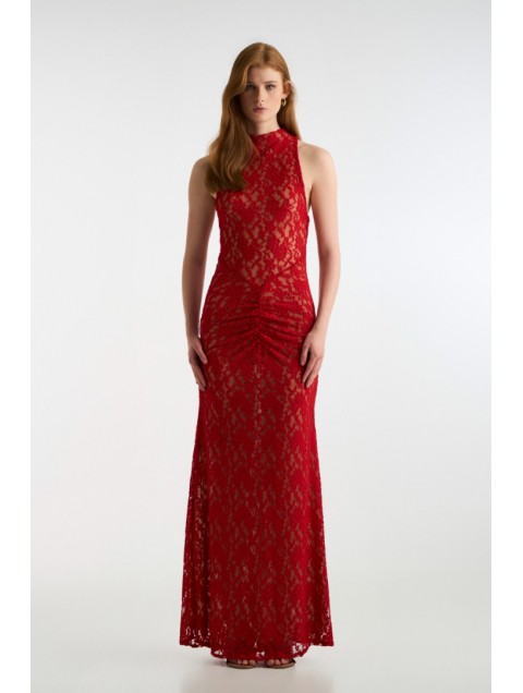 STUDIO 83 Long Lace Dress Red 