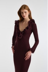 STUDIO 83 Long Sleeve Dress Burgundy