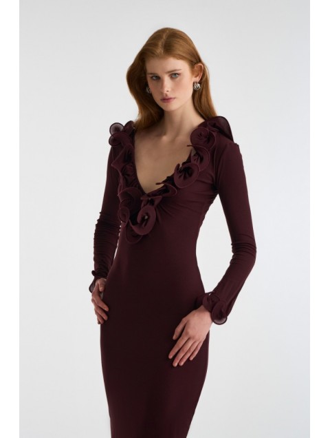 STUDIO 83 Long Sleeve Dress Burgundy