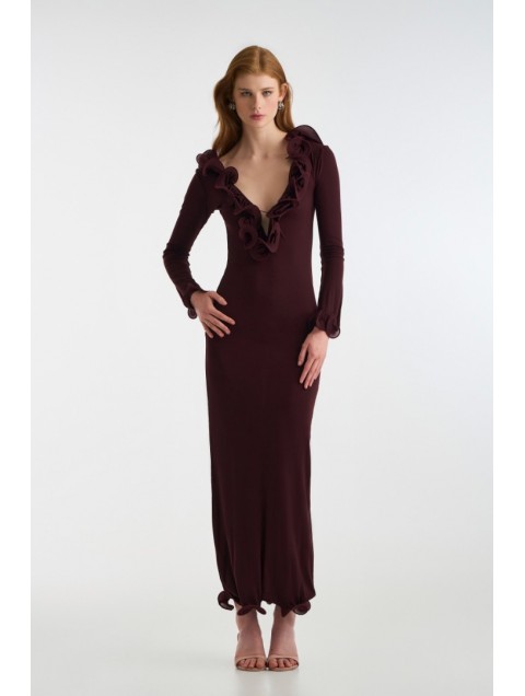 STUDIO 83 Long Sleeve Dress Burgundy