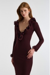 STUDIO 83 Long Sleeve Dress Burgundy