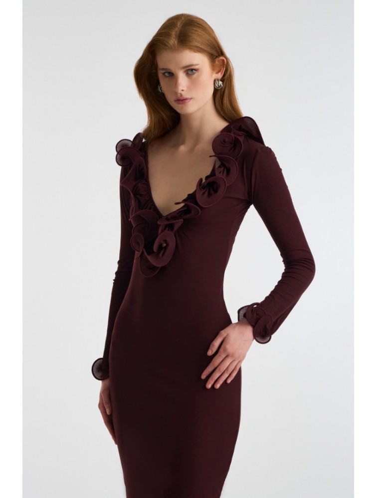 STUDIO 83 Long Sleeve Dress Burgundy