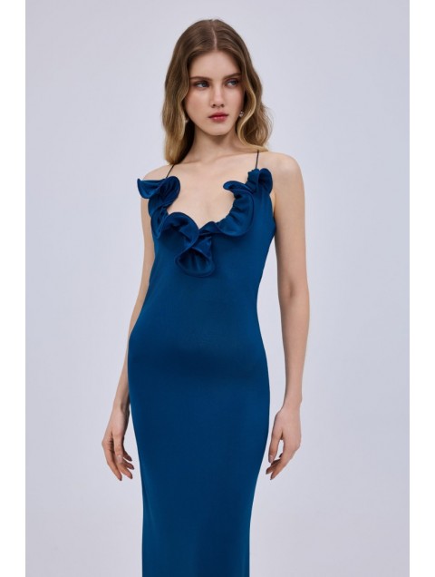STUDIO 83 Maxi Hill Dress Petrol Πετρόλ Μάξι Φόρεμα