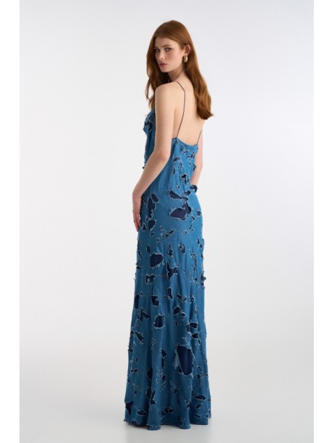 STUDIO 83 Maxi Slip Dress Denim Τζιν Μάξι Φόρεμα