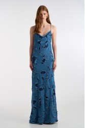 STUDIO 83 Maxi Slip Dress Denim Τζιν Μάξι Φόρεμα