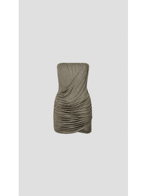 STUDIO 83 Mini Corset Dress Khaki Μίνι Χακί Κορσέ Φόρεμα