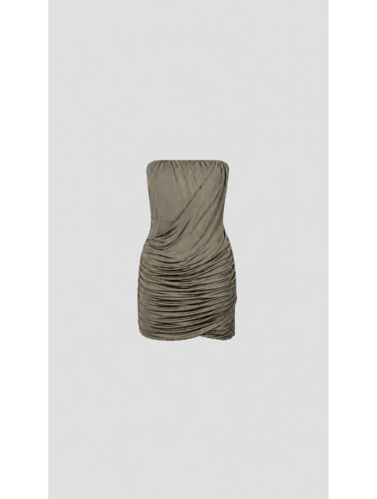 STUDIO 83 Mini Corset Dress Khaki Μίνι Χακί Κορσέ Φόρεμα