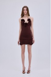 STUDIO 83 Mini Hill Dress Brown Μίνι Καφέ Φόρεμα