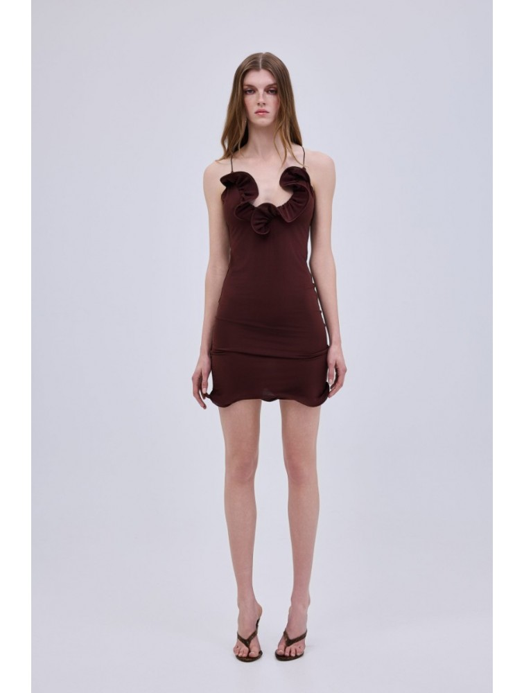 STUDIO 83 Mini Hill Dress Brown Μίνι Καφέ Φόρεμα