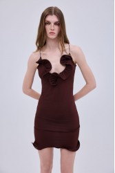 STUDIO 83 Mini Hill Dress Brown Μίνι Καφέ Φόρεμα