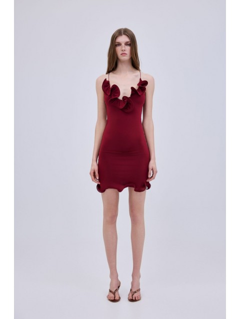 STUDIO 83 Mini Hill Dress Wine Μίνι Κόκκινο Φόρεμα