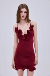 STUDIO 83 Mini Hill Dress Wine Μίνι Κόκκινο Φόρεμα