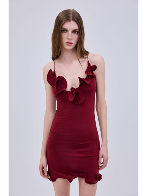 STUDIO 83 Mini Hill Dress Wine Μίνι Κόκκινο Φόρεμα