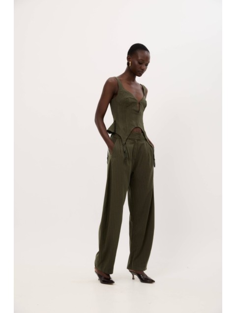 STUDIO 83 Noura Stripes Bustier Green Πράσινο Ριγέ Μπουστιέ