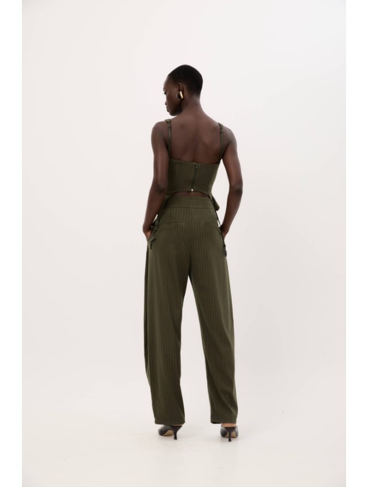 STUDIO 83 Noura Stripes Bustier Green Πράσινο Ριγέ Μπουστιέ