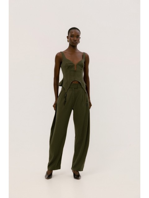 STUDIO 83 Noura Stripes Bustier Green Πράσινο Ριγέ Μπουστιέ