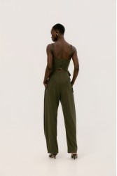 STUDIO 83 Noura Stripes Pants Green Πράσινο Ριγέ Παντελόνι