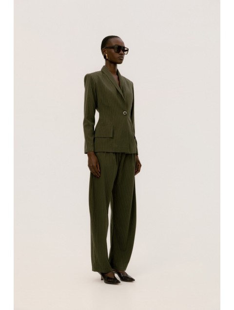 STUDIO 83 Noura Stripes Pants Green Πράσινο Ριγέ Παντελόνι