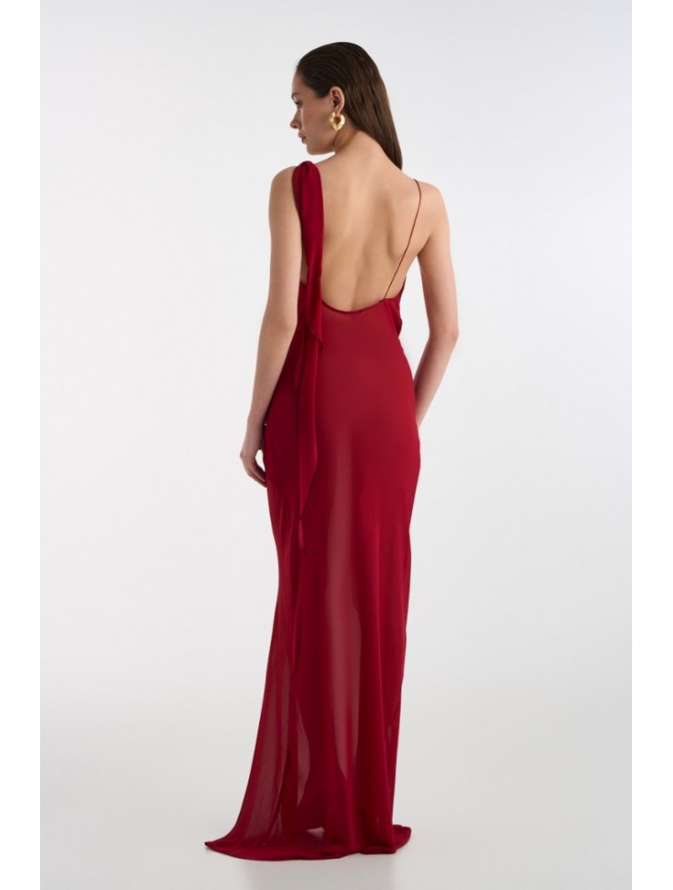 STUDIO 83 Olivia Maxi Slip Dress Red Κόκκινο Μάξι Φόρεμα