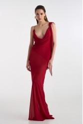 STUDIO 83 Olivia Maxi Slip Dress Red Κόκκινο Μάξι Φόρεμα