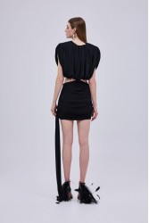 STUDIO 83 Padded Black Crop Top Μαύρο Τοπ