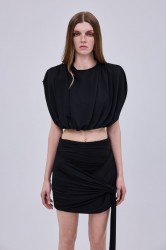STUDIO 83 Padded Black Crop Top Μαύρο Τοπ