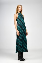 STUDIO 83 Reglan Dress Snake Petrol Πετρόλ Φόρεμα