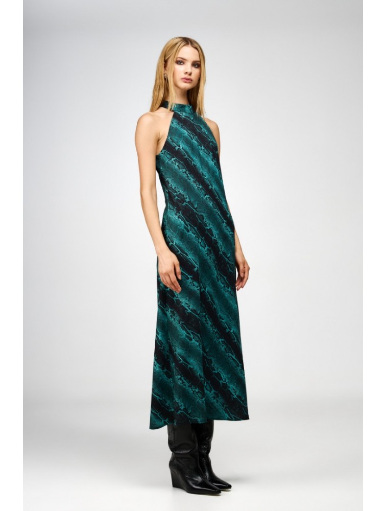 STUDIO 83 Reglan Dress Snake Petrol Πετρόλ Φόρεμα