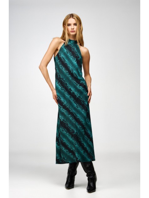 STUDIO 83 Reglan Dress Snake Petrol Πετρόλ Φόρεμα
