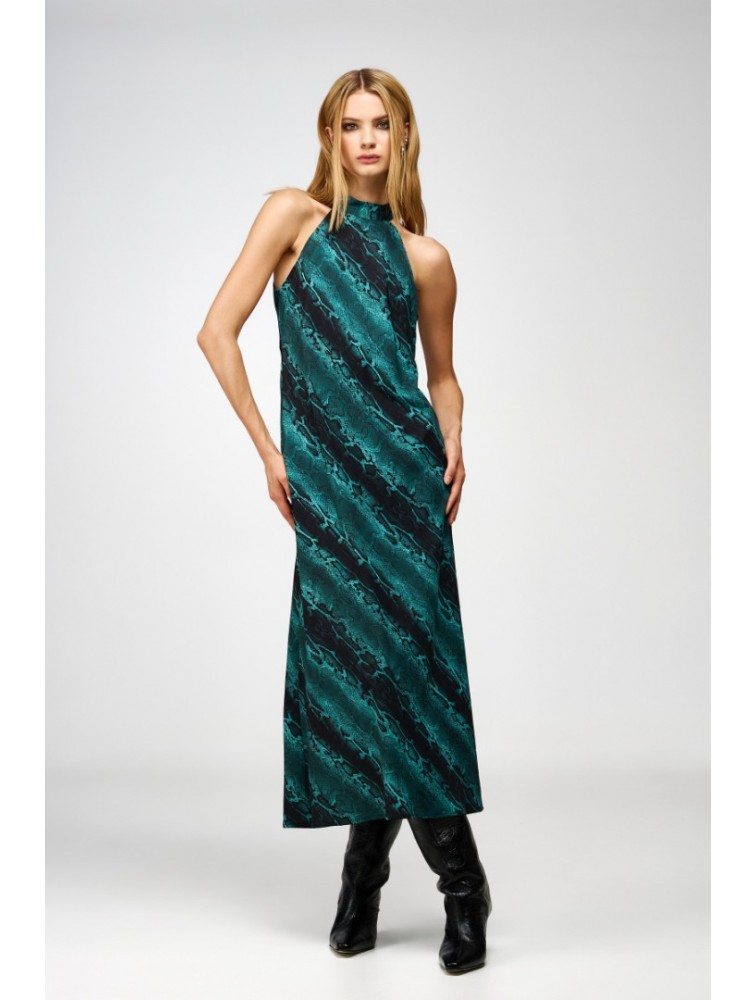 STUDIO 83 Reglan Dress Snake Petrol Πετρόλ Φόρεμα