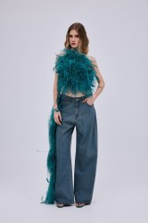 STUDIO 83 Regular Waist Feather Jeans Petrol