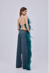 STUDIO 83 Regular Waist Feather Jeans Petrol