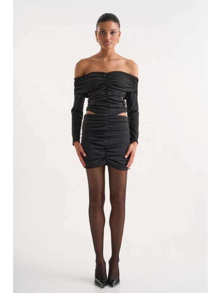 STUDIO 83 Rene Mini Dress Black Μαύρο Φόρεμα