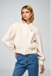 STUDIO 83 S83 Wool Bomber Jacket Off-White Εκρού Τζάκετ