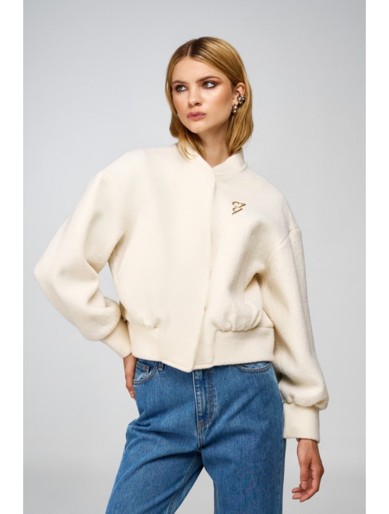 STUDIO 83 S83 Wool Bomber Jacket Off-White Εκρού Τζάκετ