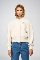STUDIO 83 S83 Wool Bomber Jacket Off-White Εκρού Τζάκετ