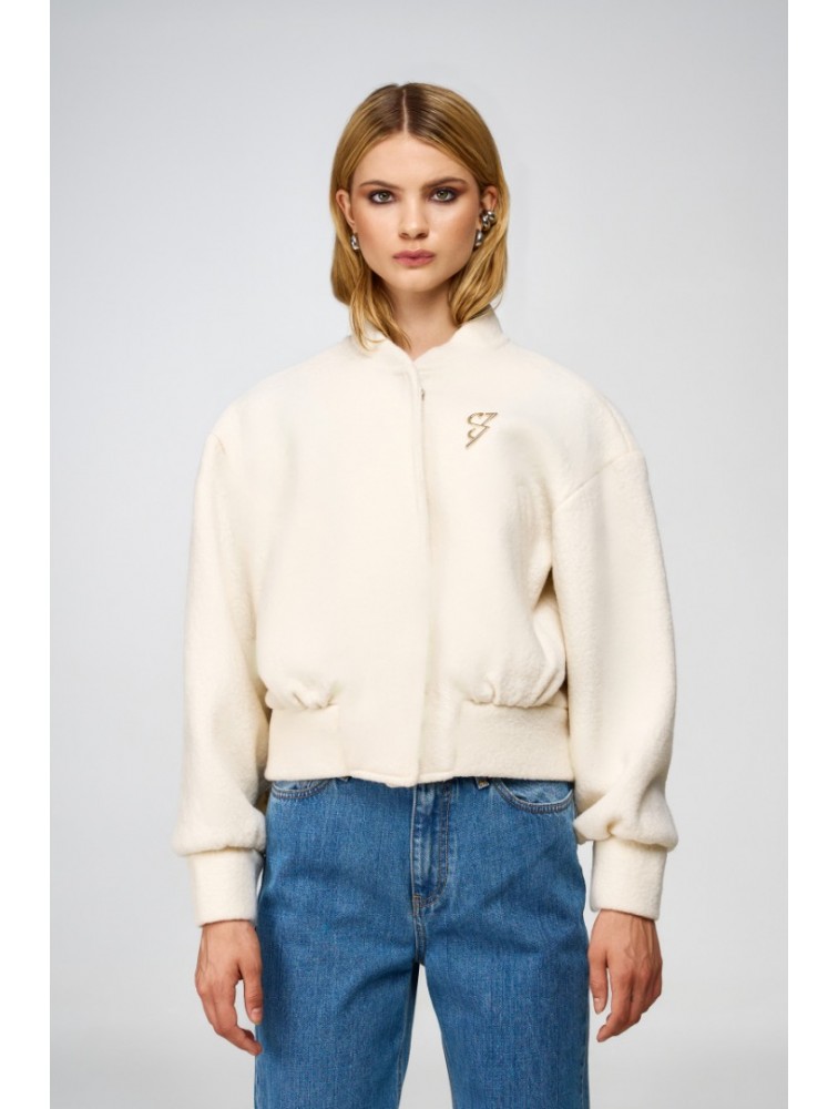STUDIO 83 S83 Wool Bomber Jacket Off-White Εκρού Τζάκετ
