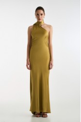 STUDIO 83 Satin Long Dress Lime