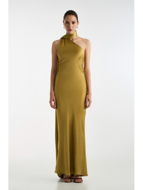 STUDIO 83 Satin Long Dress Lime 