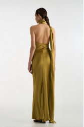 STUDIO 83 Satin Long Dress Lime